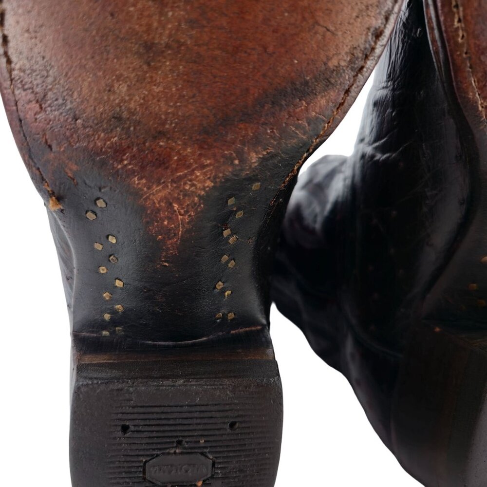 Lucchese 2000 Ostrich Neck Double-row Pegged 9D Black Cherry Cowboy Western Boot - Picture 3 of 16